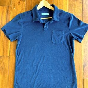 Outerknown Hightide French Terry Short Sleeve Polo Shirt in Night color - Size M